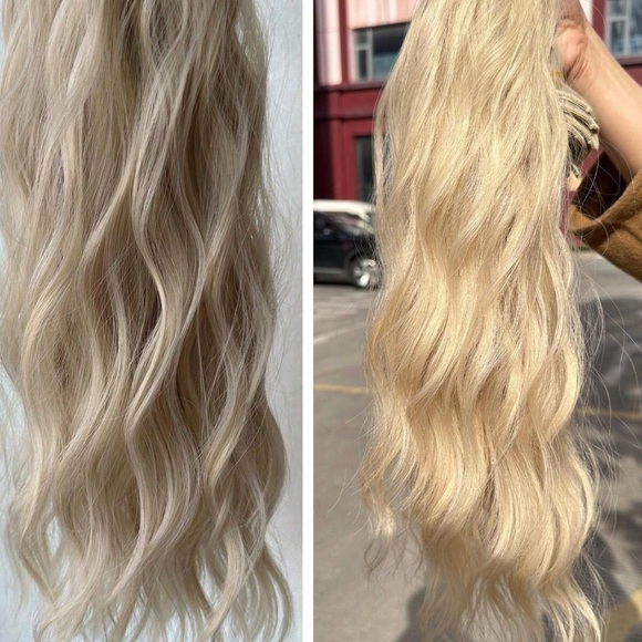 #613 - 24 Inch Clip in Hair Extensions Light Blonde - Water Wave hair style - Picture 12 of 12
